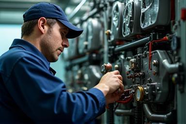 機器を点検する保守技術者